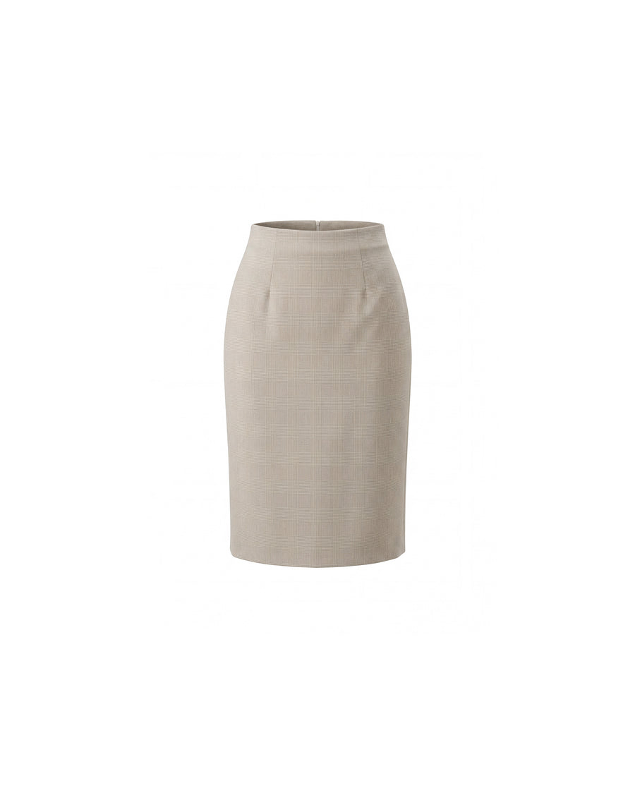 Pencil Skirt Oatmeal Check