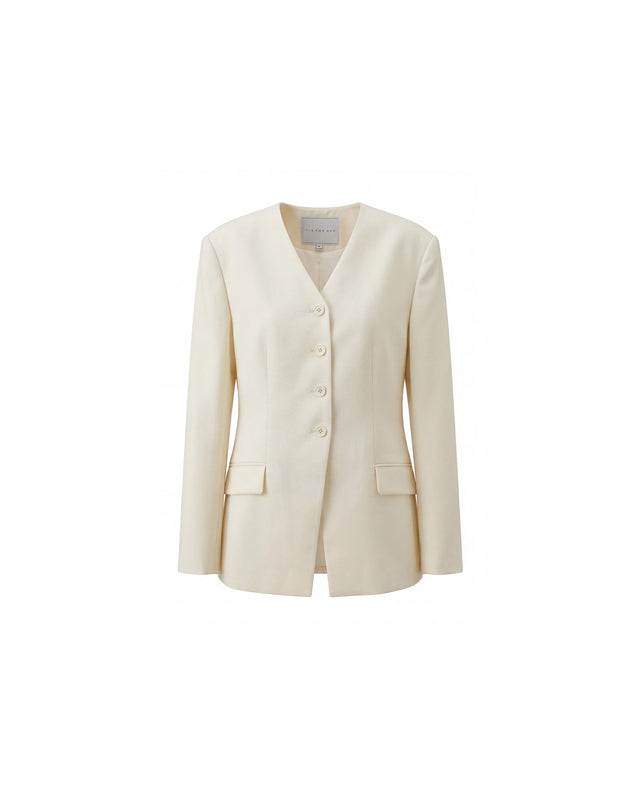Sculpted V-Neck Jacket Vanilla