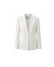 Almond White collarless V-neck blazer, front product view