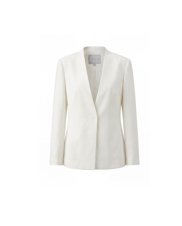 V-Neck Blazer Almond White