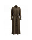 Oak Moss belted button-front shirt dress, front product view