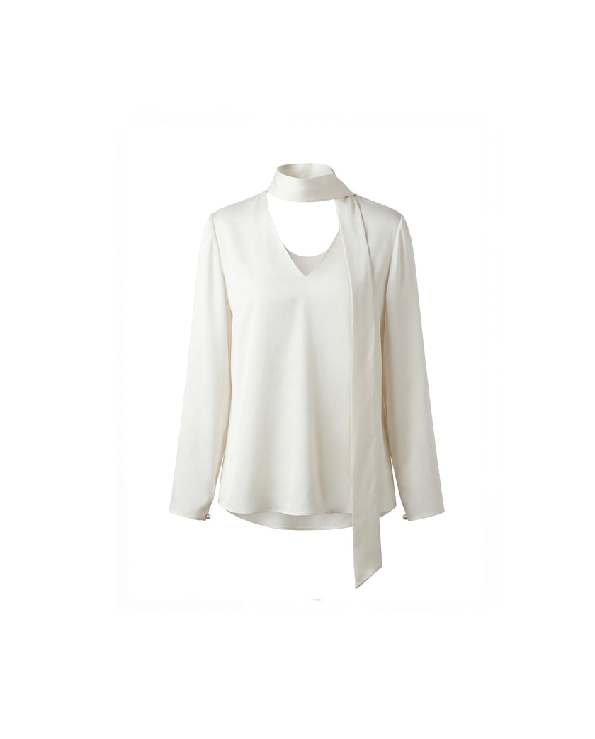 Cloud White reversible long-sleeve blouse, front product view