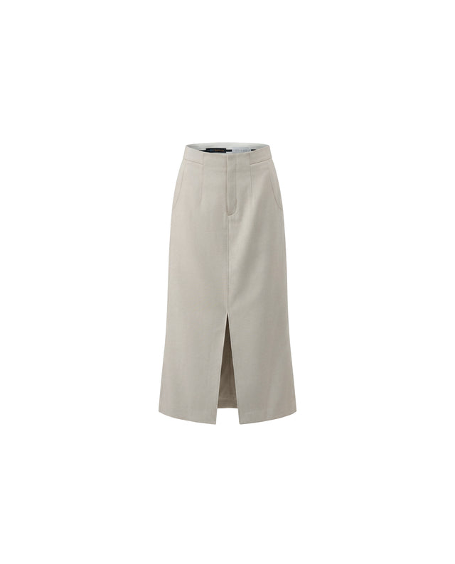 High-Waisted Skirt Textured Oatmeal