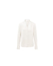 White long-sleeve V-neck shirt, front product view