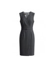 Charcoal Grey sleeveless wrap dress, front product view
