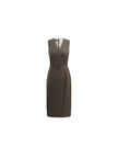 Warm Tea Brown sleeveless wrap dress, front product view