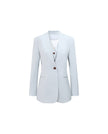 Powder Blue tailored blazer with removable V-neck inner vest, front product view