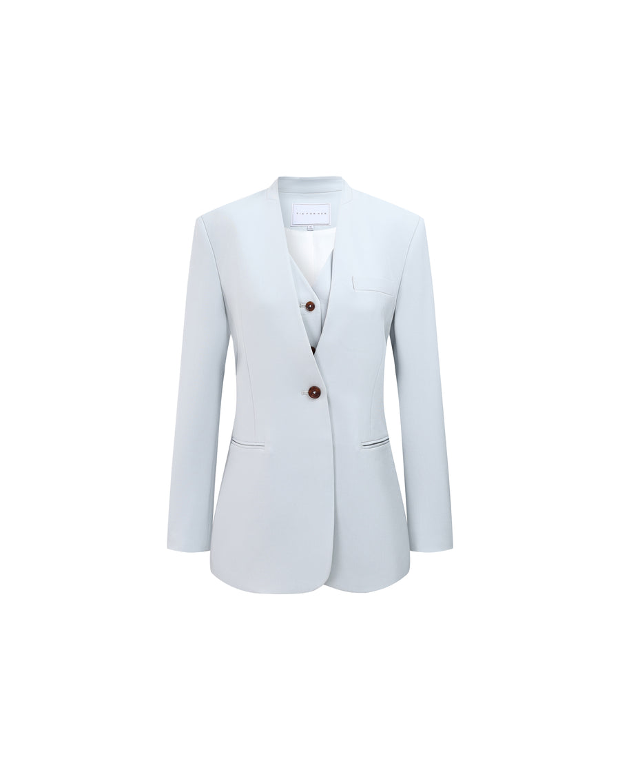 Wells Faux Two-Piece Blazer Powder Blue