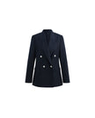Kai double-breasted blazer in Dark Navy Check, front product view