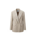 Kai double-breasted blazer in Oatmeal Check, front product view