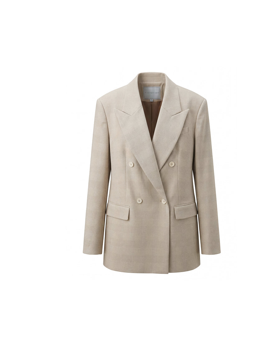 Kai Blazer Oatmeal Check