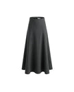 Charcoal Grey sculpted A-line midi skirt, front product view