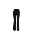 Black high-rise trousers with a straight leg and subtle flare, front product view