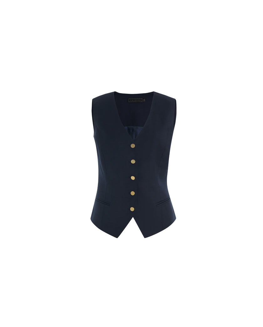 Rosa Vest Dark Navy Check
