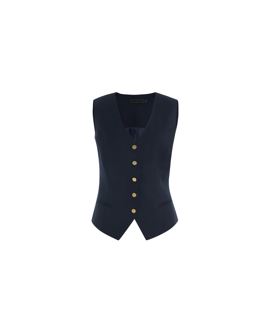 Rosa Vest Dark Navy Check