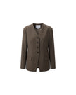 Sculpted V-Neck Jacket Warm Tea Brown
