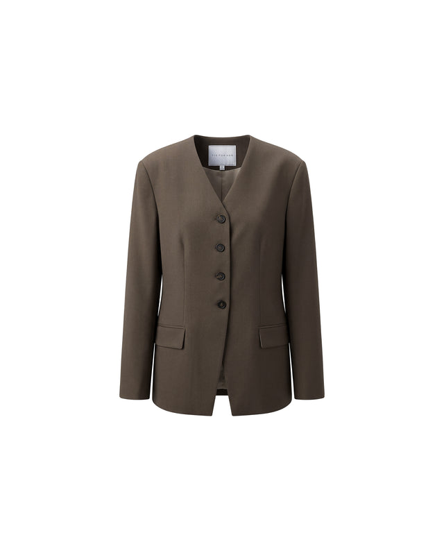 Sculpted V-Neck Jacket Warm Tea Brown
