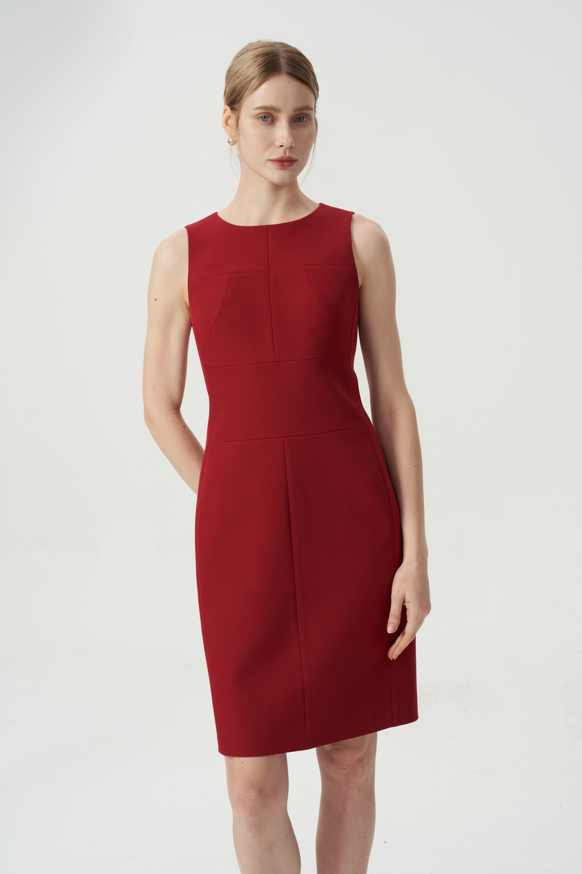 EV Sudro™ Red Diamond-ratio Tailoring Sleeveless Dress