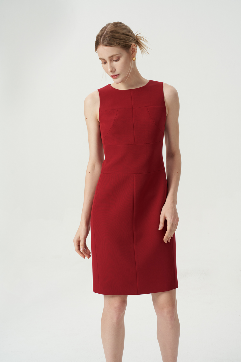 EV Sudro™ Red Diamond-ratio Tailoring Sleeveless Dress