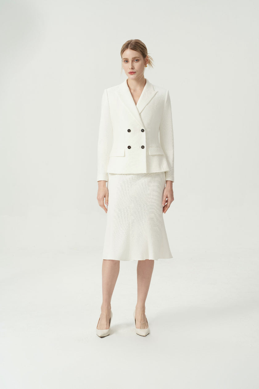 EV LéSuit™ White Double-breasted Four-button Blazer