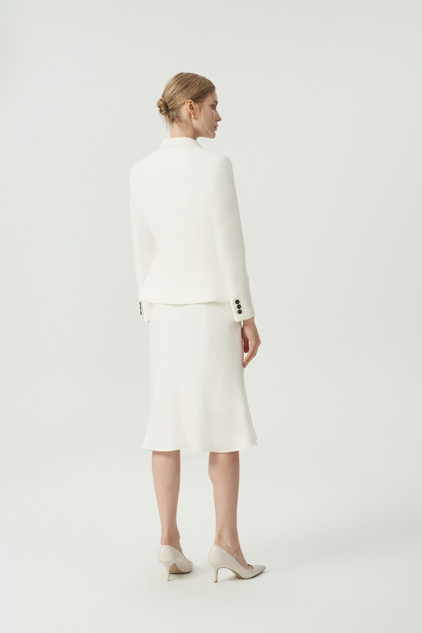 EV LéSuit™ White Double-breasted Four-button Blazer