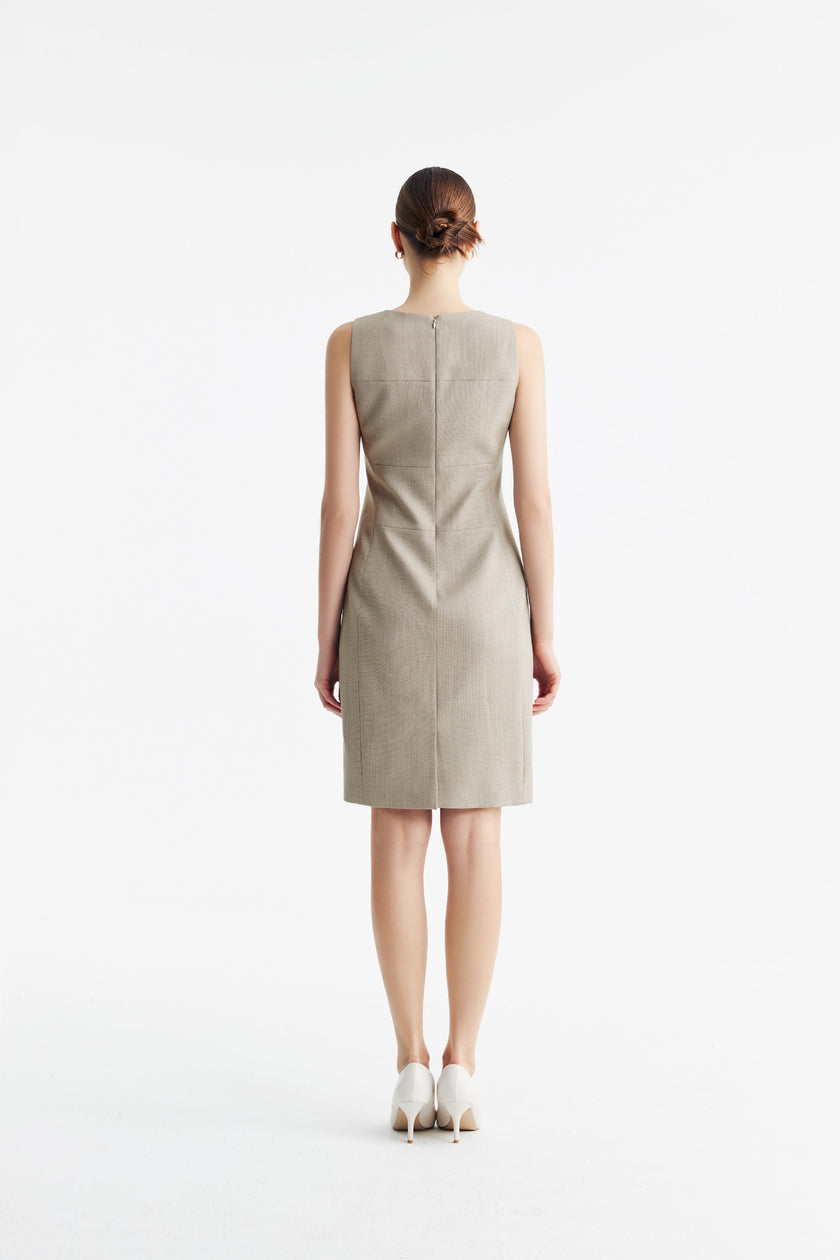 LC CURIE™ Apricot Granular Texture Diamond-ratio Tailoring Dress
