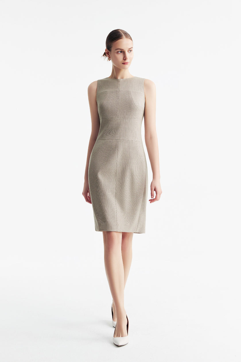 LC CURIE™ Apricot Granular Texture Diamond-ratio Tailoring Dress
