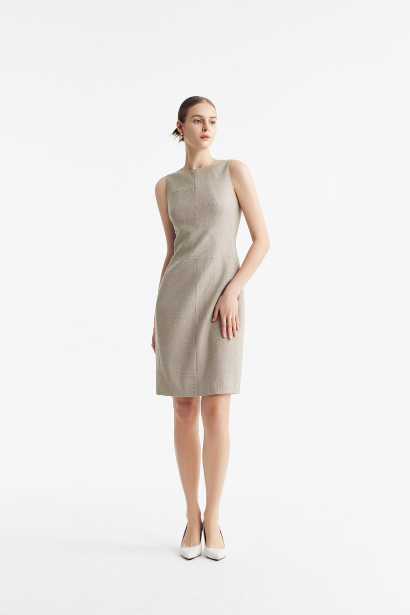 LC CURIE™ Apricot Granular Texture Diamond-ratio Tailoring Dress