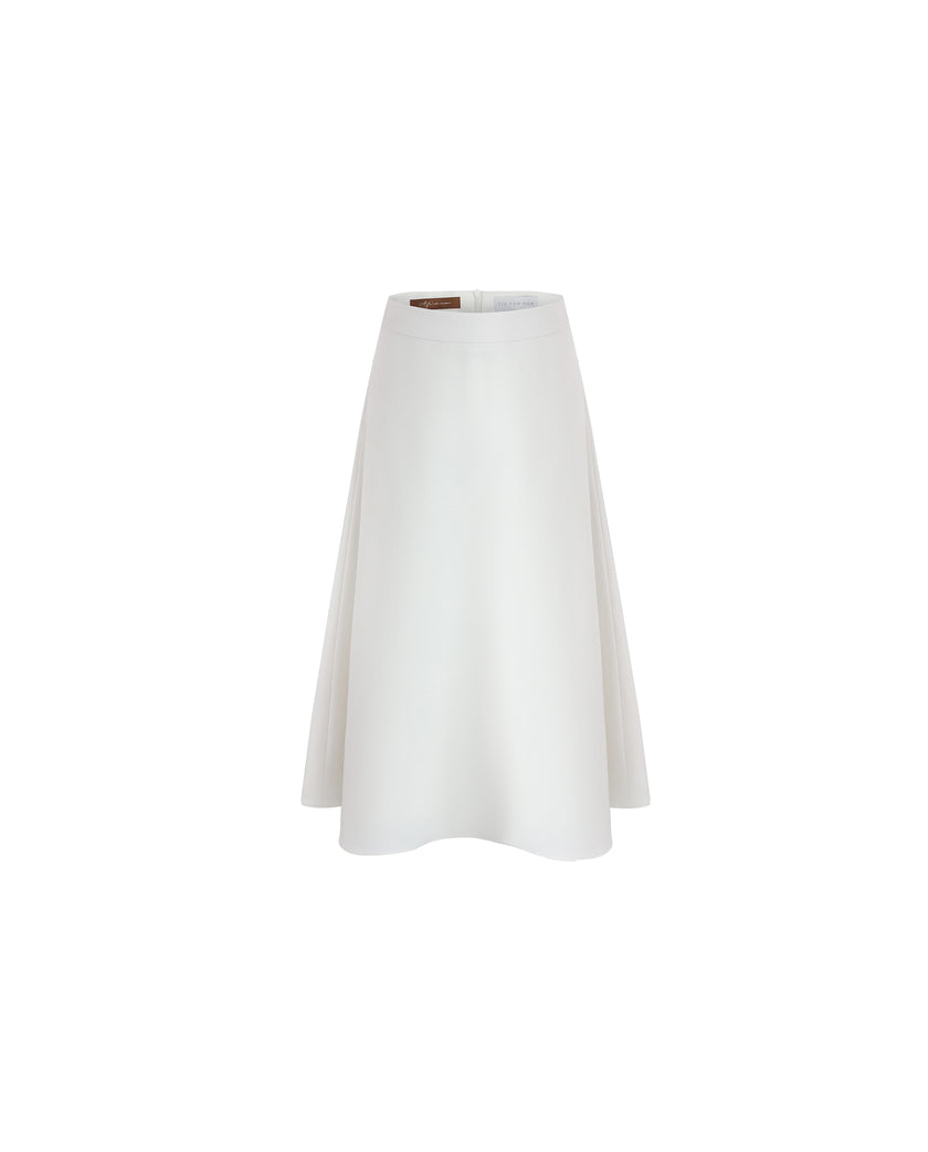 Naya A-line skirt in white with a fitted waist and flared silhouette
