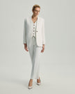 Wells Faux Two-Piece Blazer in White on model, full-length front view highlighting the layered two-piece effect