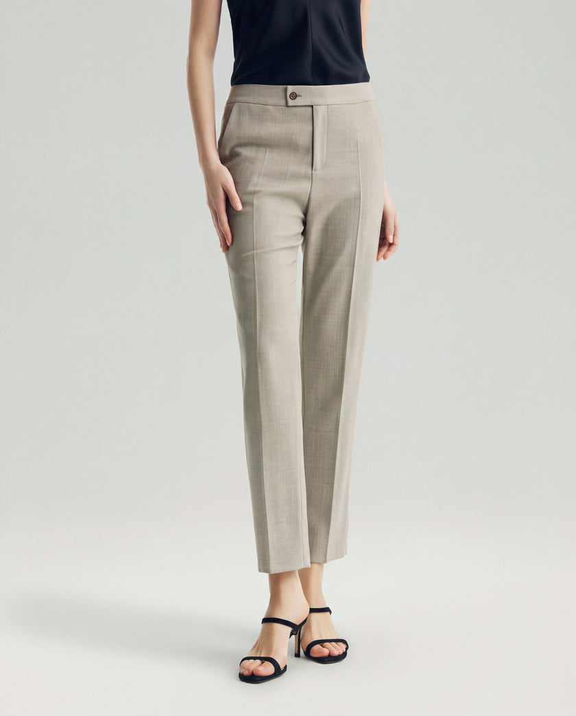Elena Trousers Textured Apricot