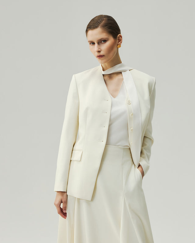 Sculpted V-Neck Jacket Vanilla