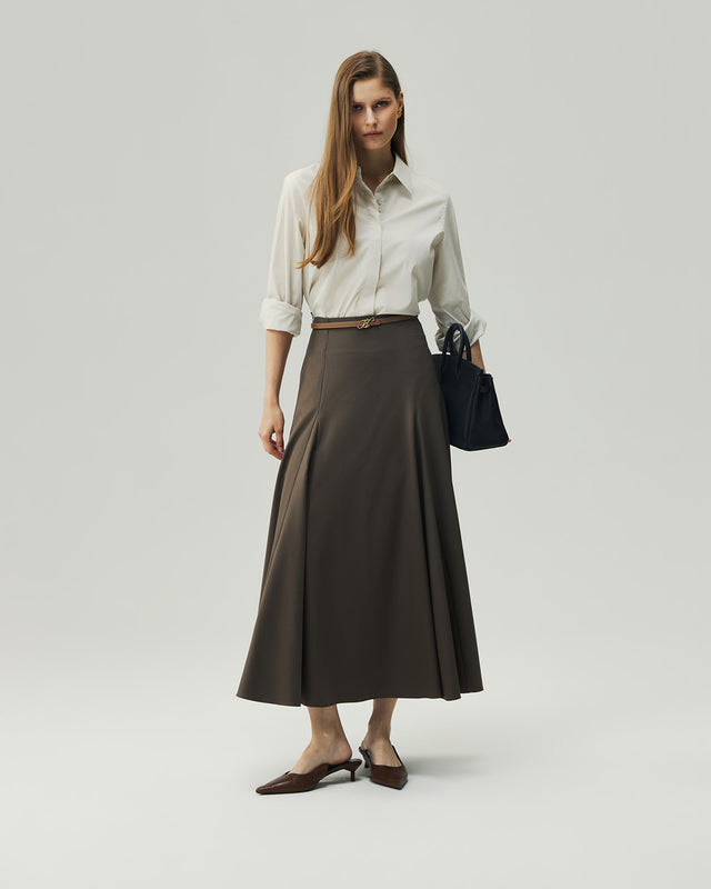 Sculpted Midi Skirt Warm Tea Brown