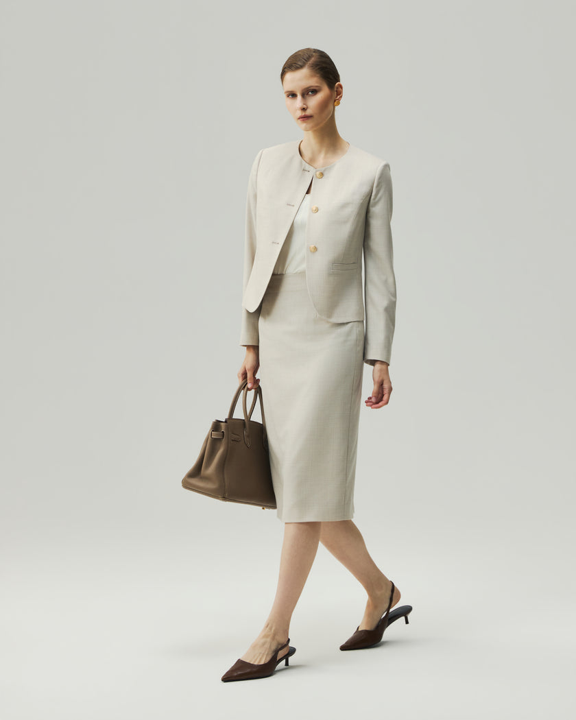 Gabri Jacket Oatmeal Check