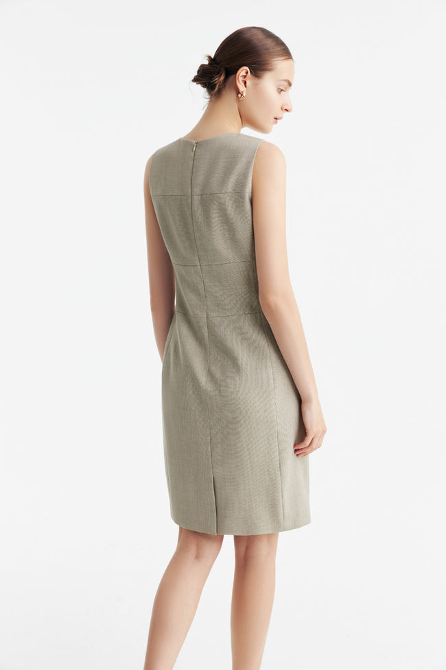 LC CURIE™ Apricot Granular Texture Diamond-ratio Tailoring Dress