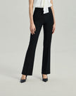 Black Louis Trousers on model, lower-body front view showing the high-rise waist and subtle flared leg