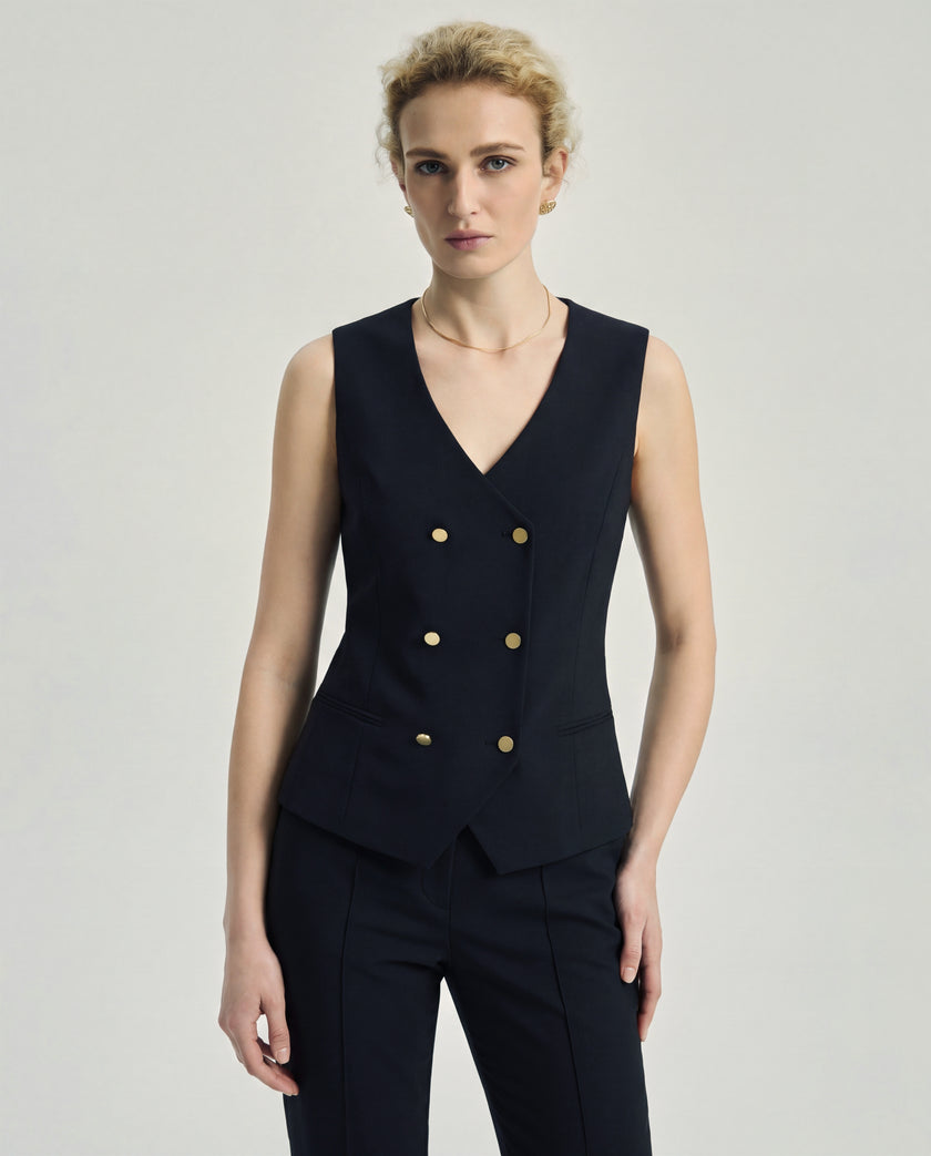 Teresa Vest Dark Navy Check