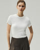 Fitted T-Shirt in White on model, close-up front view