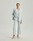Wells Faux Two-Piece Blazer in Powder Blue on model, full-length front styling view