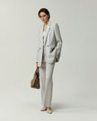 Kew Blazer in Almond on model, full-length front styling view