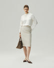 Pencil Skirt Oatmeal Check