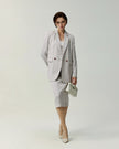 Hopkins Pencil Skirt in Almond on model, full-length front styling view