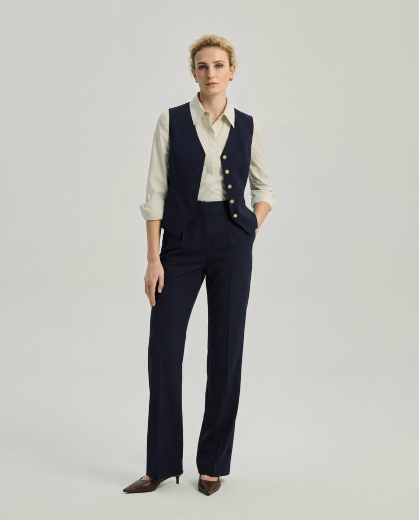 Rosa Vest Dark Navy Check