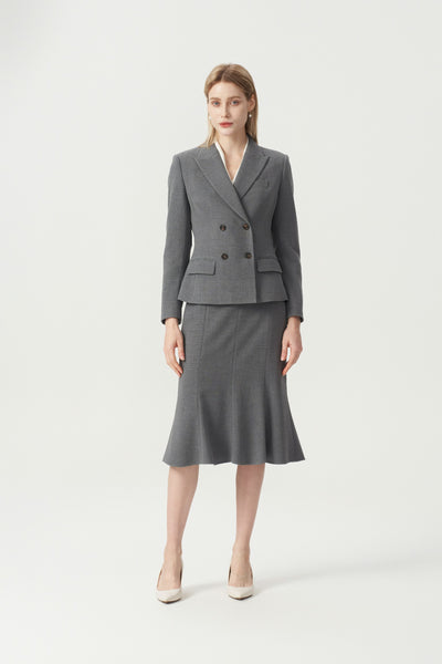 EV LéSuit™ Smoky Grey Double-breasted Four-button Blazer