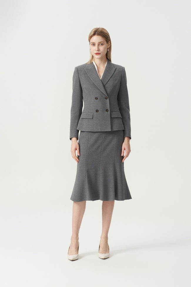EV LéSuit™ Smoky Grey Double-breasted Four-button Blazer