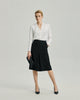 Riva Shirt in White on model, full-length front styling view