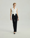 Louis Trousers in Black on model, full-length front view highlighting the slim tailored silhouette