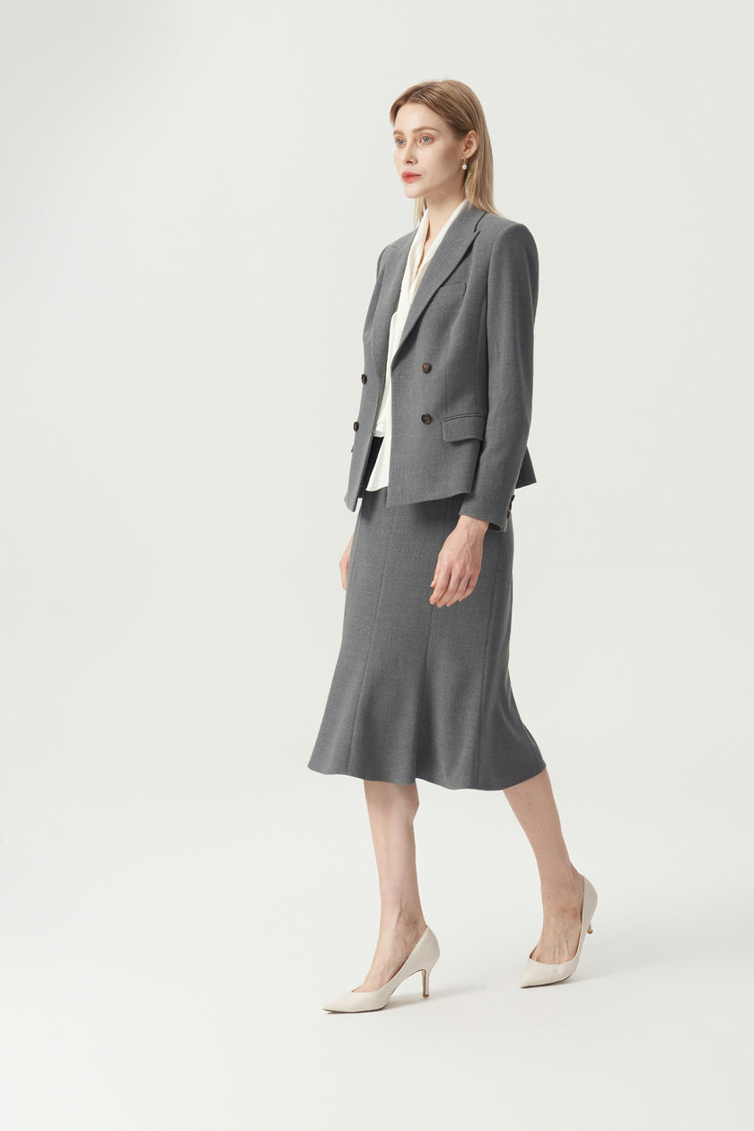 EV LéSuit™ Smoky Grey Double-breasted Four-button Blazer