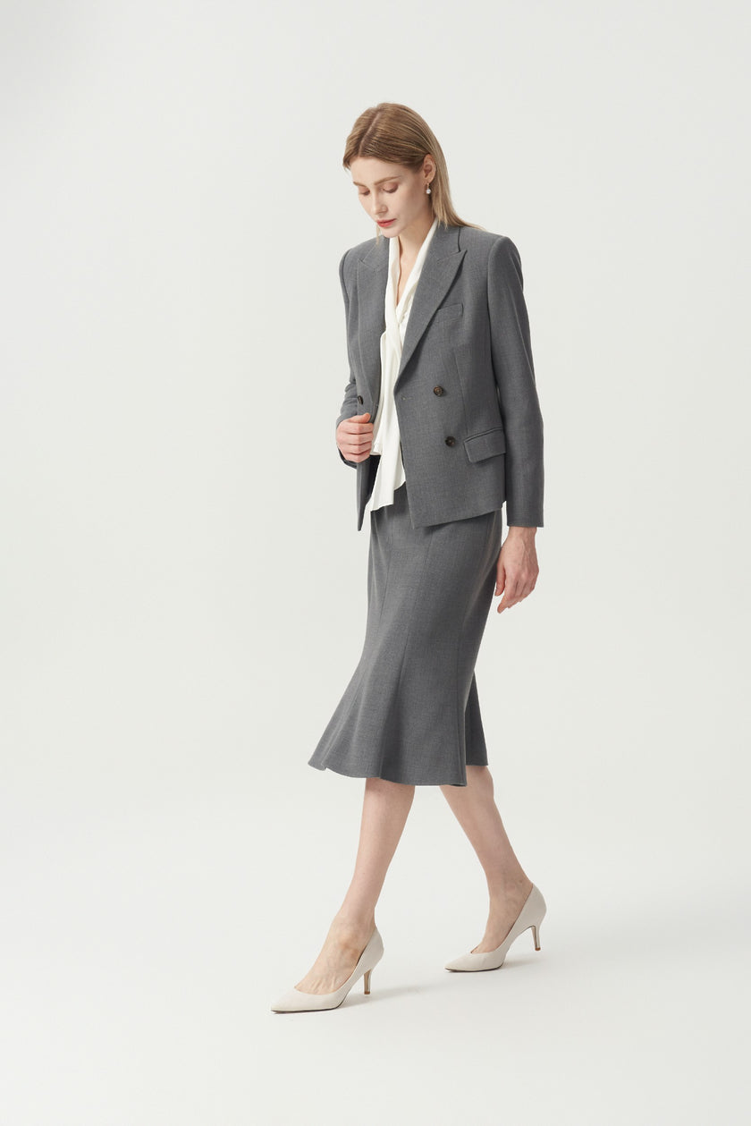 EV LéSuit™ Smoky Grey Double-breasted Four-button Blazer