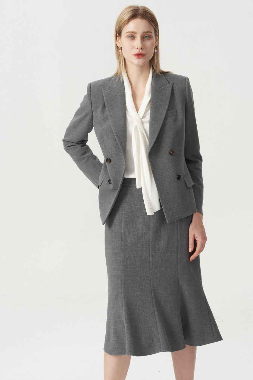 EV LéSuit™ Smoky Grey Double-breasted Four-button Blazer